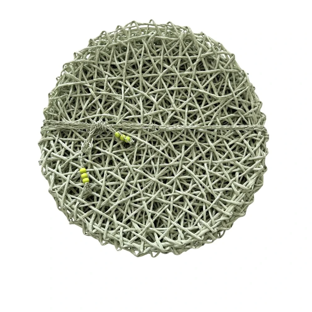 Woven Round Placemats Set of 8 Sage Green 15in Boho Coastal Lattice Cottagecore
